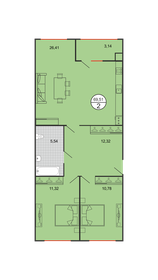 Квартира 69,5 м², 2-комнатная - изображение 1