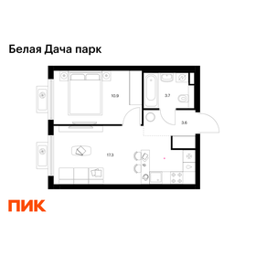 Квартира 35,5 м², 1-комнатная - изображение 1