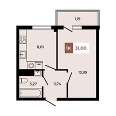 Квартира 31 м², 1-комнатная - изображение 3