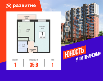 Квартира 35,6 м², 1-комнатная - изображение 1