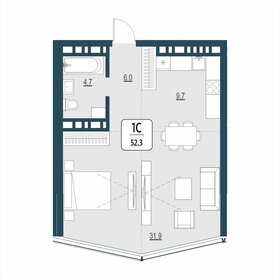 Квартира 52,3 м², 2-комнатная - изображение 1