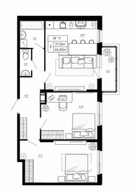 Квартира 66,8 м², 2-комнатная - изображение 1