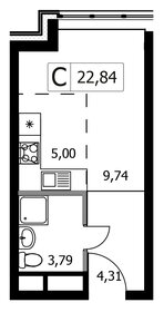 Квартира 22,8 м², студия - изображение 1