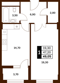 Квартира 49,1 м², 1-комнатная - изображение 1