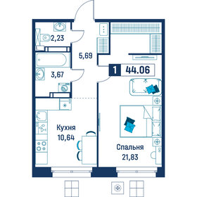 Квартира 44,1 м², 1-комнатная - изображение 1