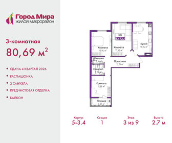 Квартира 80,7 м², 3-комнатная - изображение 1