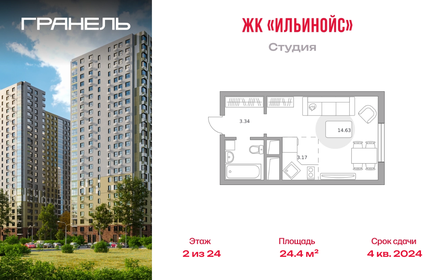 Квартира 24,4 м², студия - изображение 1