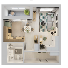 Квартира 37 м², 1-комнатная - изображение 2