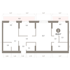 Квартира 83,8 м², 3-комнатная - изображение 3