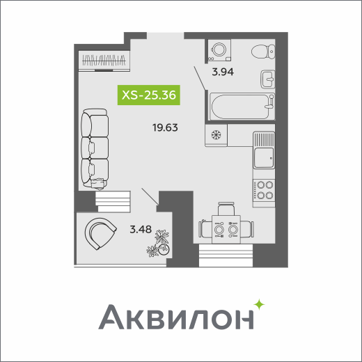 25,4 м², квартира-студия 4 442 028 ₽ - изображение 29