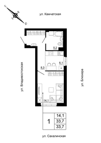 Квартира 33,7 м², студия - изображение 2