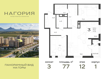 Квартира 77 м², 3-комнатная - изображение 1
