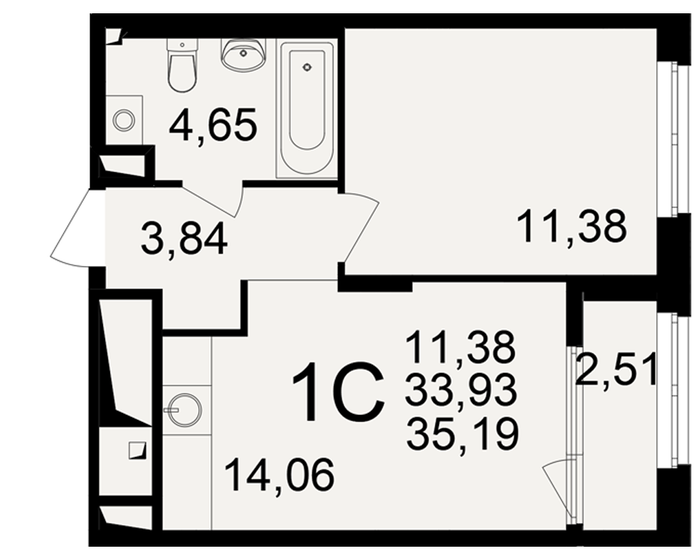 33,2 м², 1-комнатная квартира 3 700 000 ₽ - изображение 92