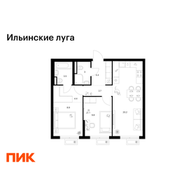 Квартира 56,9 м², 2-комнатная - изображение 1