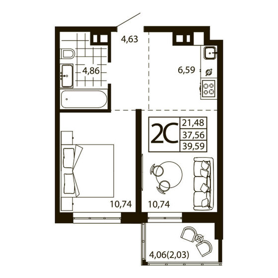 54,3 м², 2-комнатная квартира 6 700 000 ₽ - изображение 82