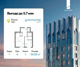 Квартира 56,7 м², 1-комнатная - изображение 1
