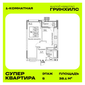 Квартира 38,1 м², 1-комнатная - изображение 1