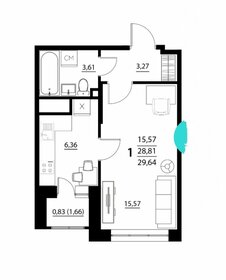 Квартира 29 м², 1-комнатная - изображение 1