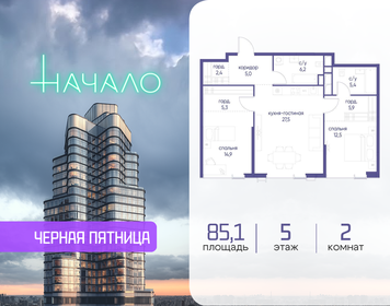 Квартира 85,1 м², 2-комнатная - изображение 1