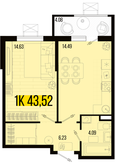 34,9 м², 1-комнатная квартира 5 700 000 ₽ - изображение 88