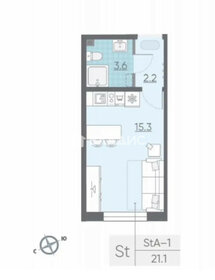 Квартира 21,1 м², студия - изображение 1