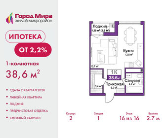 Квартира 38,6 м², 1-комнатная - изображение 1