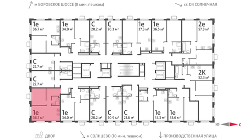 Квартира 36,7 м², 1-комнатная - изображение 2
