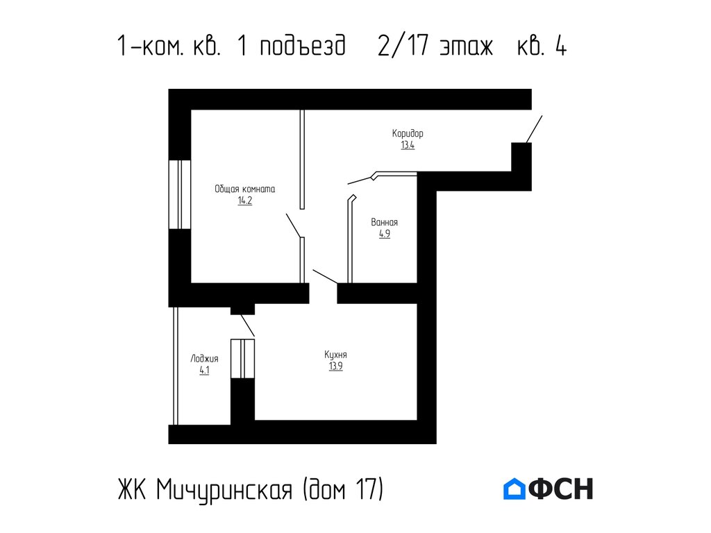 Варианты планировок ЖК по ул.Мичуринская - планировка 2