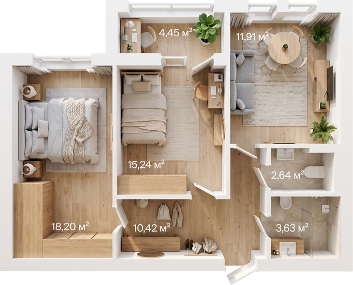 61,6 м², 2-комнатная квартира 7 547 251 ₽ - изображение 60