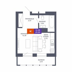Квартира 26 м², студия - изображение 1