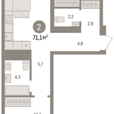 Квартира 71,1 м², 3-комнатная - изображение 3