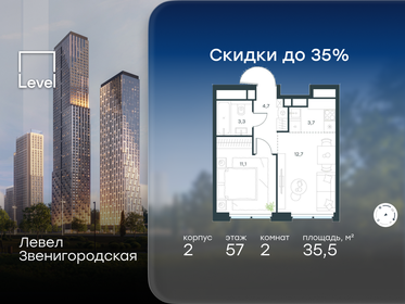 Квартира 35,5 м², 2-комнатная - изображение 1