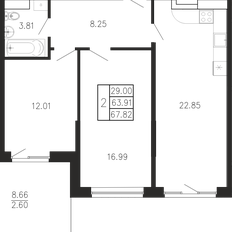 Квартира 67,8 м², 2-комнатная - изображение 3