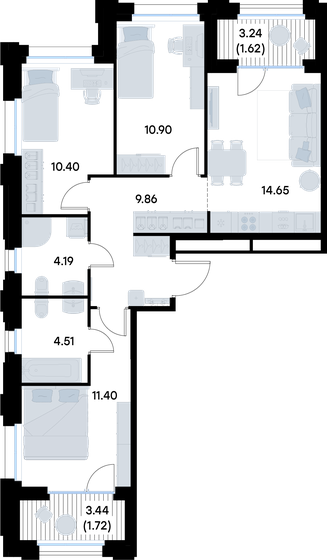 78,2 м², 4-комнатная квартира 6 600 000 ₽ - изображение 80