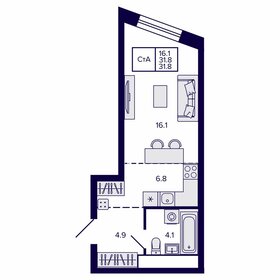 Квартира 31,8 м², студия - изображение 1