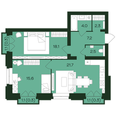 Квартира 72,3 м², 2-комнатная - изображение 4