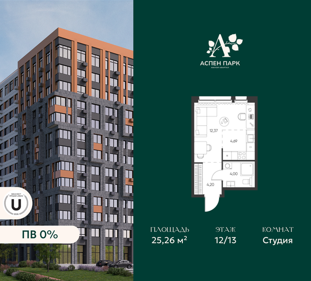 25,1 м², квартира-студия 4 477 109 ₽ - изображение 35
