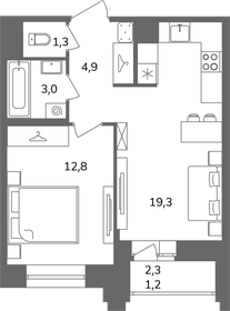 Квартира 41,3 м², 1-комнатная - изображение 1