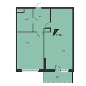 Квартира 47,8 м², 1-комнатная - изображение 2