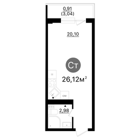 Квартира 24 м², студия - изображение 1