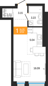 Квартира 27,5 м², 1-комнатная - изображение 1