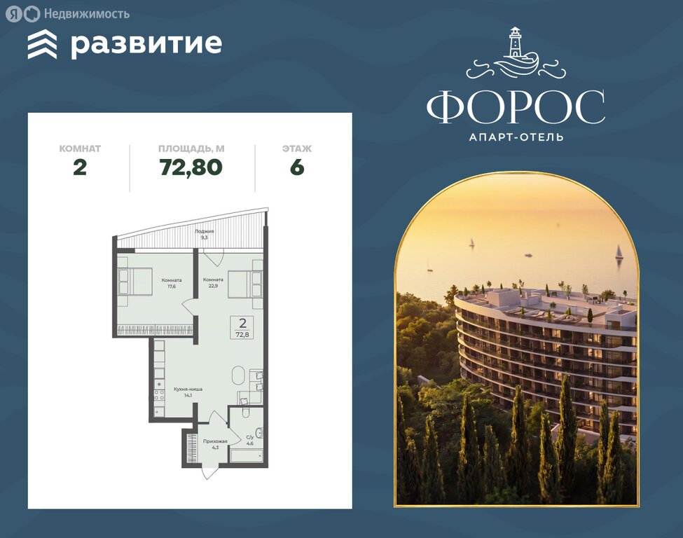Варианты планировок апарт-отель «Форос» - планировка 10
