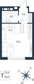 Квартира 28,3 м², 1-комнатная - изображение 1