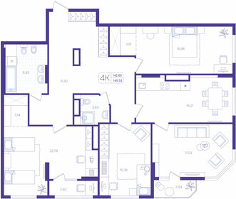 Квартира 144,6 м², 4-комнатная - изображение 1