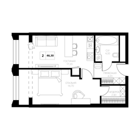 Квартира 46,3 м², 2-комнатные - изображение 1
