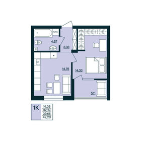 Квартира 42,2 м², 1-комнатная - изображение 1