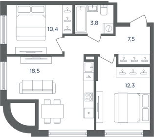 Квартира 52,6 м², 2-комнатная - изображение 1