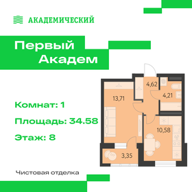 Квартира 34,6 м², 1-комнатная - изображение 1