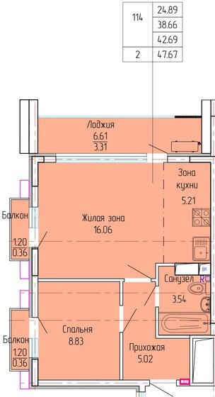 46,7 м², 1-комнатная квартира 12 162 051 ₽ - изображение 28
