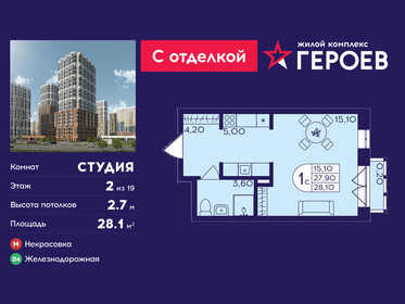 Квартира 28,1 м², студия - изображение 1